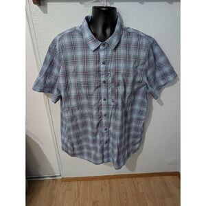 Free Country Plaid Button Front Shirt Men's XXL Blue Pink Short Sleeve Fishing